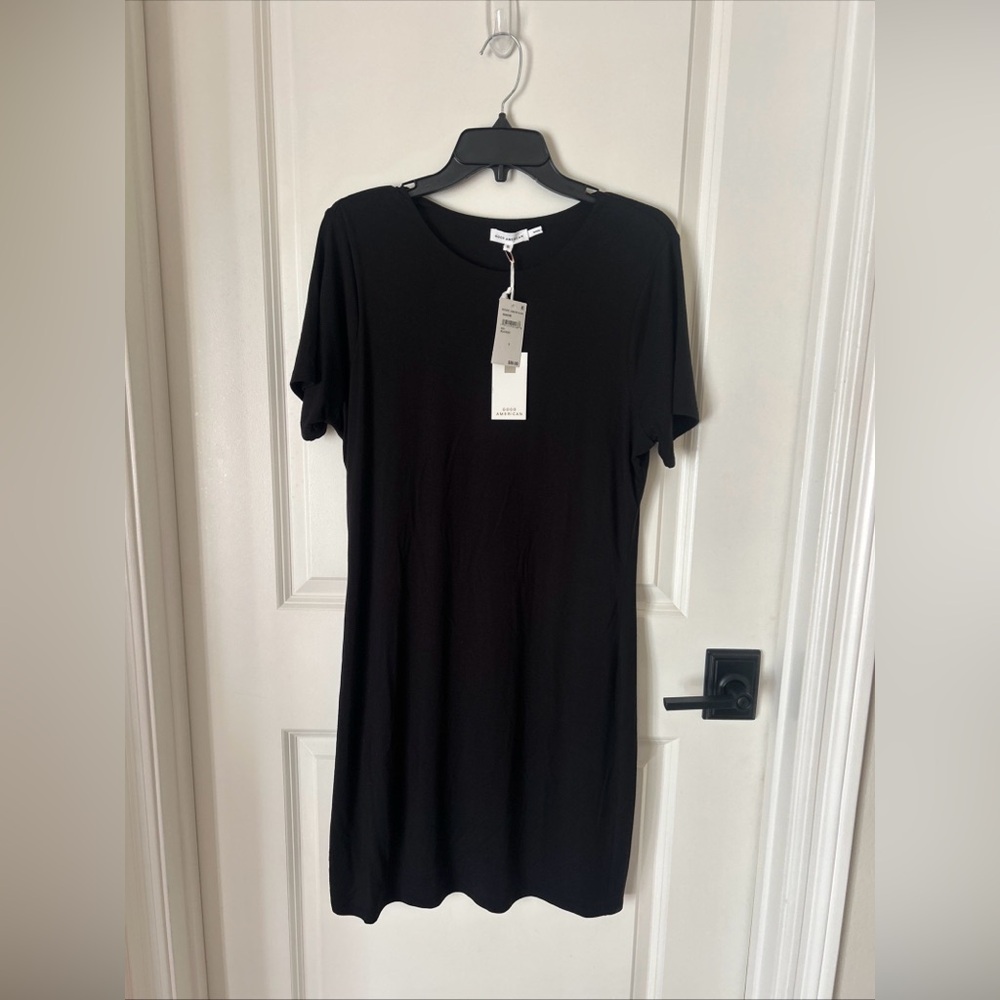 Good American Khloe Lined T Shirt Dress Black Short Sleeve Bodycon Short Sz 5